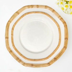 เครื่องใช้บนโต๊ะอาหารไม้ไผ่เซรามิกจานกลมสำหรับร้านอาหารจานสลัดสไตล์อเมริกันมินิมอลลิสต์พอร์ซเลนสีเขียวสดให้บริการอาหาร - Product Image 4