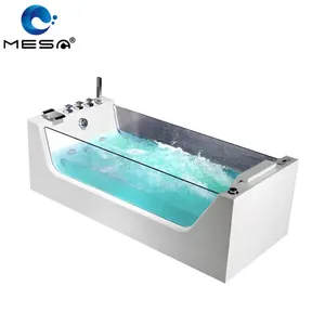 2023 luxury design glass panel acrylic bathtub freestanding tub with air jets for sale