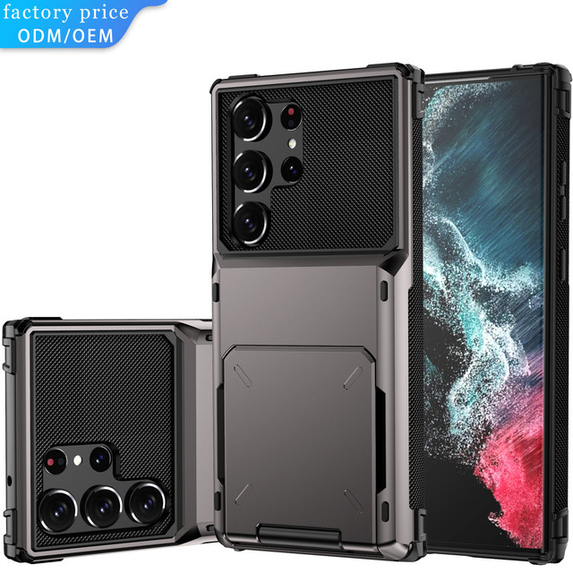 Hybrid Armor Hybrid Wallet Case for Samsung Galaxy S23 Ultra 5-Card Credit Card Holder Shockproof Cover Mobile Phone Case