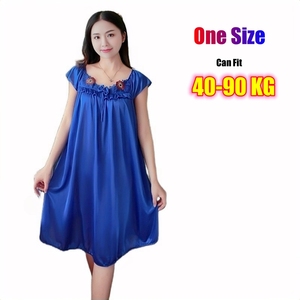 Sexy cuello en V mujer camisón flor arco decoración suave hielo seda Midi vestido nueva señora elegante vestido de <span class=keywords><strong>noche</strong></span> - Product Image 4