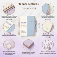 Agenda Personalizada OEM Sin Fecha, A5, Espiral Horizontal, 120 GSM, Tapa Dura con Logotipo Personalizado, Diario Semanal y Mensual