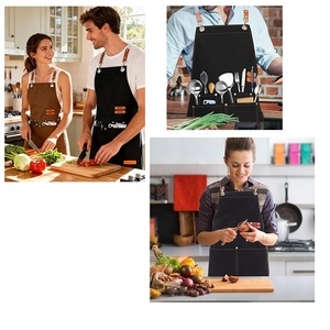 Tabliers personnalisés avec logo d'entreprise, tablier noir unisexe réglable pour techniciens ongulaires, salons de beauté, barbiers, cuisine et serveuses - Product Image 2