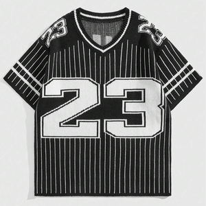 Jersey informal de punto de Jacquard para hombre con logotipo personalizado, camisetas de fútbol de manga corta de Hip Hop, suéter de moda con letras de invierno ODM - Product Image 1