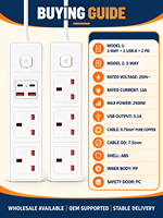 Stop Kontak Tembaga Murni Standar Inggris 13A dengan Pengisian Cepat USB PD dan Soket Pengaman Anak, Grosir Langsung dari Pabrik