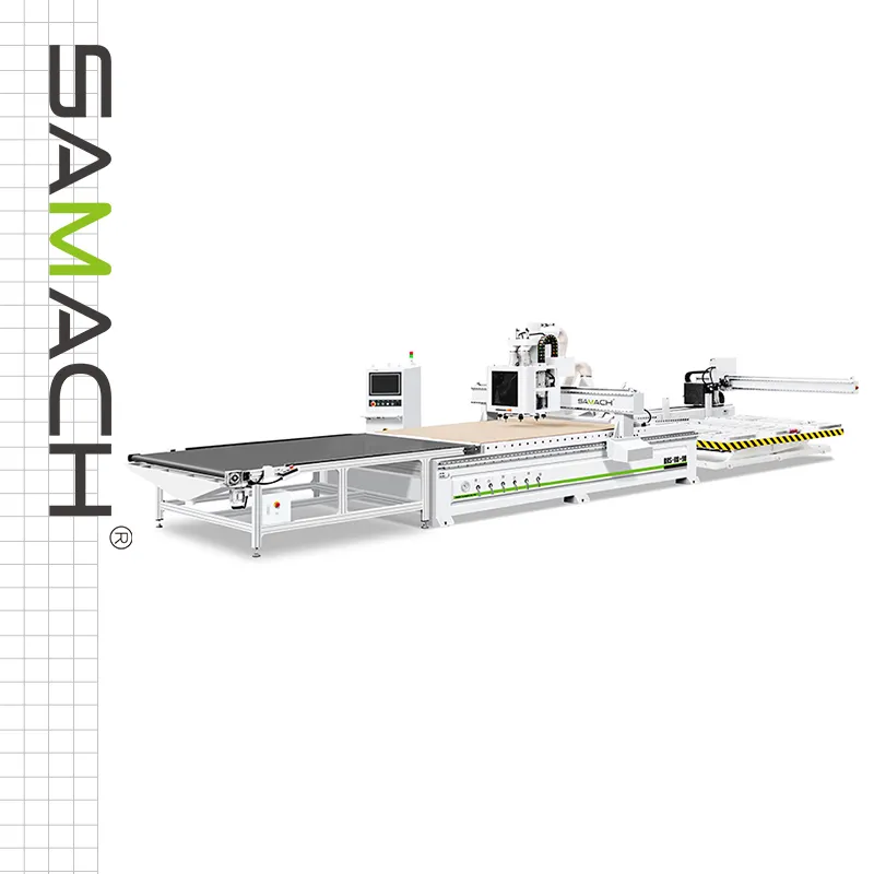 SAMACH otomatik CNC 1325 Router ahşap yönlendirici yerleştirme hattı CNC kesme makinesi