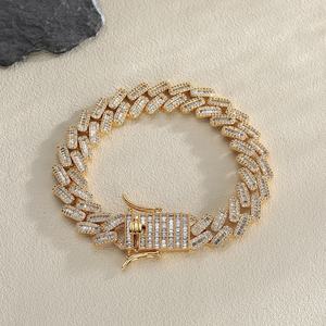 OUGEPHELI Collar Cubano de 14mm con 3 Hileras de Circonitas Estilo Hip Hop, Cadena Cubana Miami - Product Image 4