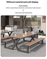 Ensemble table et chaises monobloc moderne et imperméable à l'eau pour l'extérieur, 2 places en métal, bois et aluminium, pour le patio