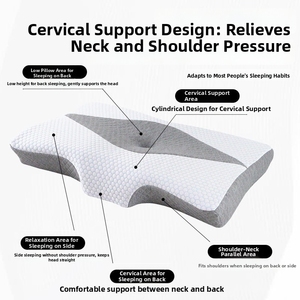 Almohada cervical contorneada de espuma viscoelástica, almohada ergonómica de soporte para el cuello, alivia la presión en el cuello y los hombros para quienes duermen de lado o boca arriba. - Product Image 3