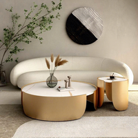 Table basse en marbre doré, style minimaliste nordique, célèbre sur internet, avec structure métallique, mobilier de maison moderne de luxe léger