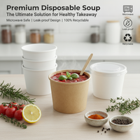 Contenants alimentaires jetables en papier kraft compostables, écologiques, imperméables, compatibles micro-ondes, de qualité alimentaire, en vrac, anti-fuite pour soupes