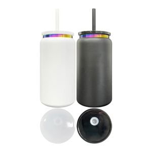 Custom logo Ready to Ship Double Walled Rainbow Plated 16oz Metal Can <b>Cups</b> With <b>Lids</b> <b>and</b> <b>Straws</b> for Laser Engrave - Product Image 3