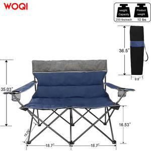 Chaise pliante de camping Woqi Outdoor, bleu marine, structure en aluminium, tissu Oxford, capacité 300 lbs, portable, avec porte-gobelet - Product Image 3
