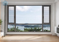 Fenêtre à battant en aluminium avec moustiquaire intégrée, balustrade de sécurité et verre trempé pour maison côtière, exportation à l'étranger