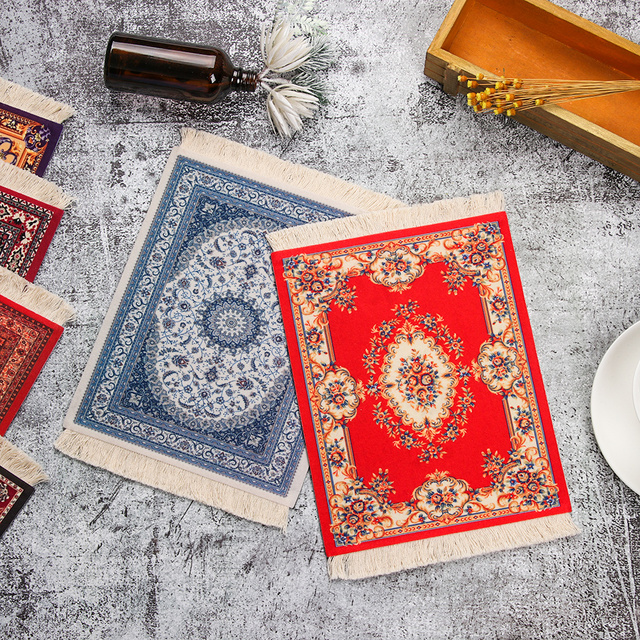 Retro Mini Persian Woven Carpet Mouse Pad Pattern Anti-slip Cup Mouse Pad