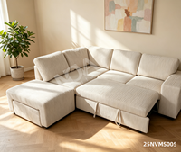 Canapé-lit d'angle moderne avec rangement, porte-gobelets et appuie-tête réglable pour la maison