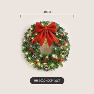 Guirnaldas Navideñas Luminosas de 30/40/50/60cm con Lazos, Piñas y Bayas Rojas para Decoración Navideña, Venta Caliente de Fábrica - Product Image 3
