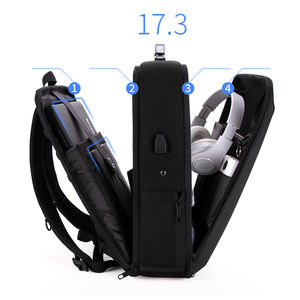 도매 사용자 정의 17 인치 하드 쉘 남성용 배낭 지퍼 폐쇄 스트랩 운반 시스템과 남녀 공용 방수 USB 노트북 가방 - Product Image 5