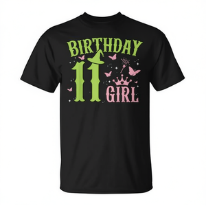Camiseta verde rosa para fiesta de cumpleaños de niña de 11 años con diseño de bruja - Product Image 2