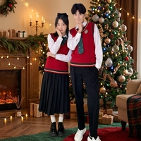 Gilet pull en coton pur style uniforme scolaire de Noël Xiaodaxing, col en V, tricoté, unisexe, pour étudiants, vêtement de performance