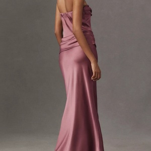 Robe Corset Décontractée d'Été sans Bretelles, Froncée, Longue, Broderie Florale, Dentelle Ajourée, Respirante, Naturelle, Décoration Frontale - Product Image 2