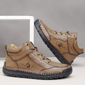 First Layer High-Grade Glossy Desert <b>Boots</b> Autumn Business Casual Square Toe Thick Sole Waterproof Anti-<b>Slip</b> Men's - Product Image 4