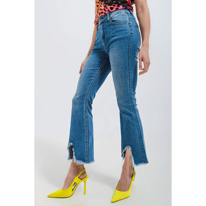 Jeans cropped a zampa d'elefante in lavaggio medio - Product Image 1