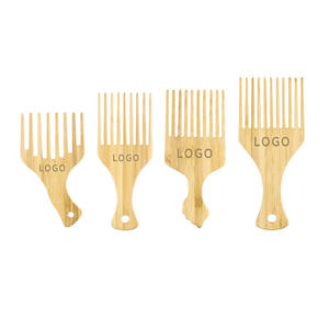 Logo personnalisé emballage <span class=keywords><strong>Afro</strong></span> Pick Peigne <span class=keywords><strong>Barber</strong></span> Styling Large Dent Bambou Bois Barbe Peigne À La Mode Portable Outil De Coiffure - Product Image 4