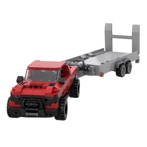 Vente en gros de modèles de jouets de camion et de voiture DIY les plus vendus, blocs de construction miniatures rouges nostalgiques avec remorque, jouet éducatif en plastique - Product Image 5