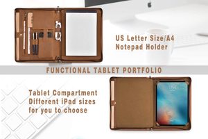 Hot bán kinh doanh tổ chức A4 dây kéo PU da compendium thư mục tập tin với vòng chất kết dính Tablet <span class=keywords><strong>padfolio</strong></span> cho pad - Product Image 4