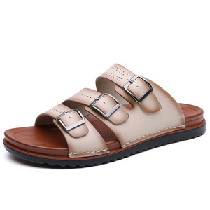 Comfdaily Men Genuine Leather <b>Slides</b> Open Toe Anti <b>Slip</b> Rubber Outsole Casual Summer Sandals - Product Image 5