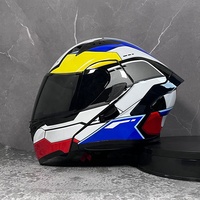 Casque de moto intégral SLKE unisexe, avec aileron personnalisé, double lentille, style tout-terrain hivernal, à rabat en ABS