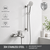 Ensemble de robinetterie de douche thermostatique en acier inoxydable brossé 304 avec poignée unique, douchette à main à disque céramique, barre coulissante et jet doux
