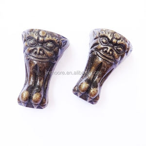 Antiguo Protector de esquina de bronce joyas caja de madera decorativa pies pierna Protector de esquina - Product Image 3