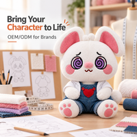 Peluche personnalisée en gros : Lapin personnalisé avec yeux en spirale, oreilles tombantes et patins, conception sur mesure pour commandes en gros