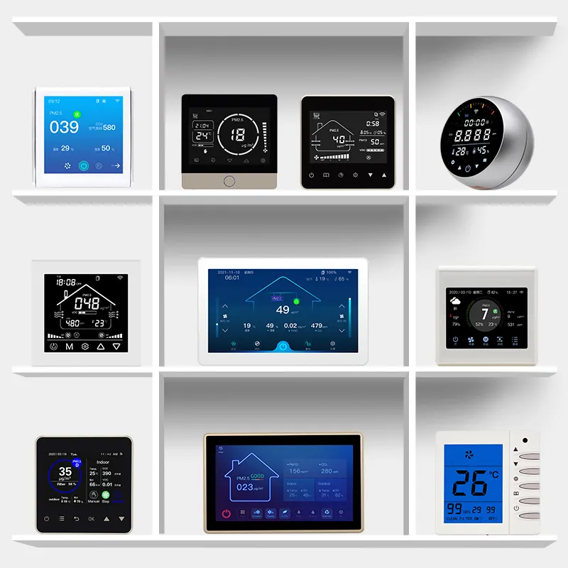 Schermo a colori a parete VOC PM2.5 temperatura umidità WIFI regolatore del sistema di ventilazione dell'aria fresca