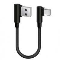 Kabel Pengisian Daya Pendek USB ke USB C Sudut Kanan 90 Derajat 30cm 3A Bentuk L Portabel untuk Ponsel