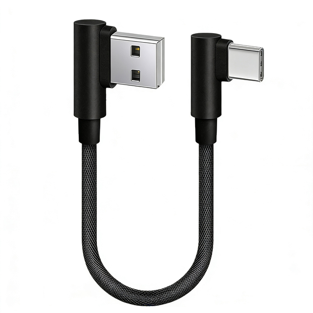 90 Degree Right Angle USB to USB C Short Charging Cable 30cm 3A L Shaped Portable Data Cord for Mobile Phone for Mobile Phone