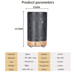 Humidificateur <span class=keywords><strong>d</strong></span>'aromathérapie à huiles essentielles de style européen et américain, personnalisé en usine, 100 ml, alimentation CA, avec fonction de minuterie - Product Image 1