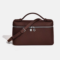 Sac à main en cuir grainé décontracté pour femmes; sac à bandoulière en cuir véritable sac à lunch