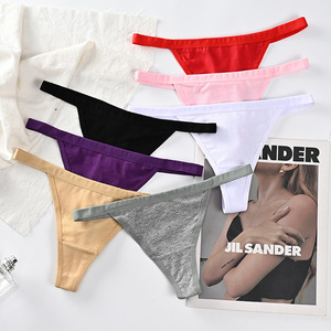 Culotte string en coton pour femme, confortable, respirante, sexy, taille basse, extensible, multicolore (7 couleurs), tailles M-L, ODM, couleur unie, style bikini - Product Image 2