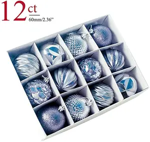 60Mm/2.36 "Kerstballen Kerstballen Ornamenten 12 Stuks Silver Shiny Matte Glinsterende Kerstboom Opknoping Bal Set voor Xmas Tree