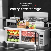 Réfrigérateur horizontal commercial en acier inoxydable à température unique, refroidissement par gel refroidi par air pour établi de cuisine