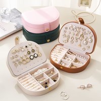 Haut de gamme rétro bijoux organisateur cas stockage bijoux coffret cadeau en cuir voyage coquille boîte à bijoux pour boucles d'oreilles bagues collier