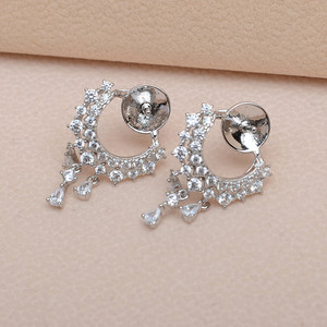 ต่างหูเงินแท้ S925 แบบพู่ห้อยยาว ประดับมุก สำหรับผู้หญิง อุปกรณ์ทำเครื่องประดับ DIY ถาดเปล่า กึ่งสำเร็จรูป ต่างหูคริสตัล 896 - Product Image 4