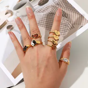 中国时尚饰品定制戒指18k镀金316L不锈钢金属嘻哈戒指饰品批发商