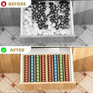 Insert de tiroir en bambou sincère pour comptoir <span class=keywords><strong>Nespresso</strong></span> Vertuo Vertuoline Capsules support de stockage de dosettes de café pour assiettes à vaisselle à la maison - Product Image 5