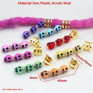 حقيبة واحدة من إكسسوارات الشعر المرصعة بالأحجار الأكريليكية لتزيين الضفائر ودبابيس الشعر على شكل جمجمة وإكسسوارات يدوية الصنع - Product Image 2