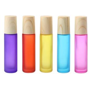 Arcobaleno opaco smerigliato 10ml rotolo su bottiglia di vetro con tappo a grana di legno profumo olio essenziale - Product Image 4