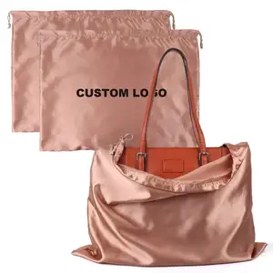 Sac à main de luxe chaussures couvre Logo personnalisé anti-poussière stockage grande pochette en soie Satin cordon sac à poussière pour sacs à main