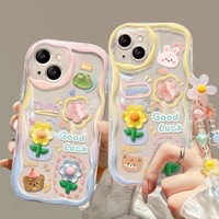 Funda Decorativa para Teléfono con Flores Transparentes de Resina Ecológica, Modelo Navideño, Hecha a Mano